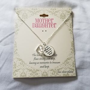 Mother Daughter silver charm necklace